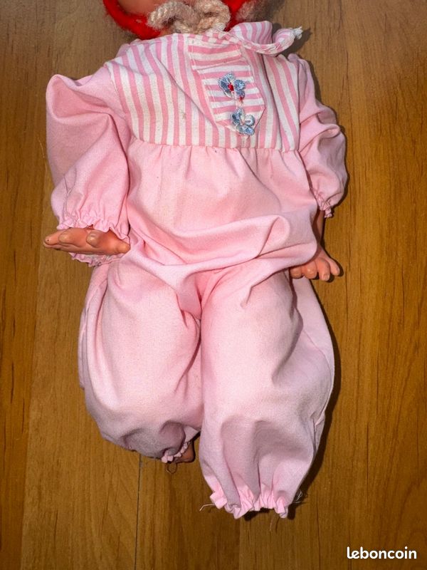 Bonnet En Paille Et Velours De Poupée Ancienne Bébé DEP