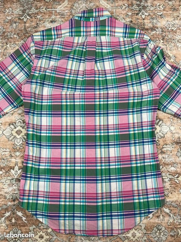 Chemise à carreaux Ralph Lauren Slim Fit rose vert S manches longues homme - #Cl5968 (image 6)