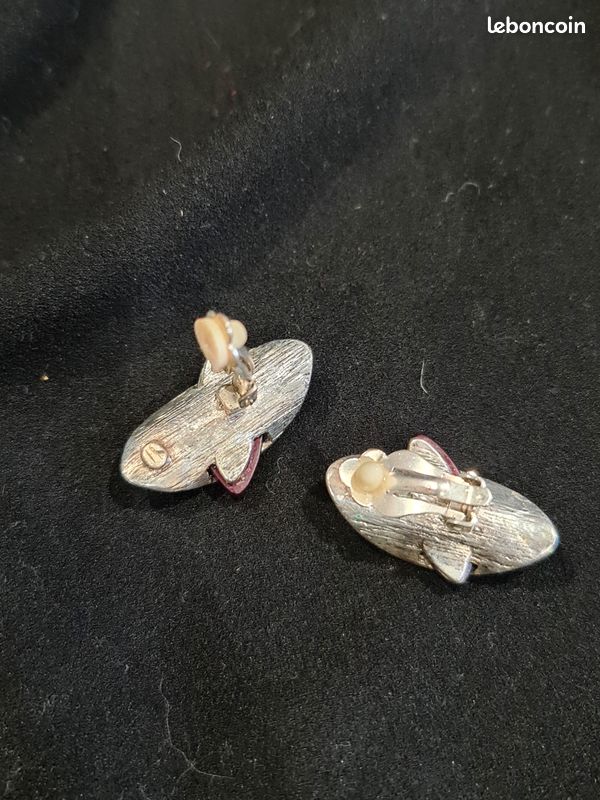 Paire de boucles d'oreilles à clip vintage argenté (image 3)