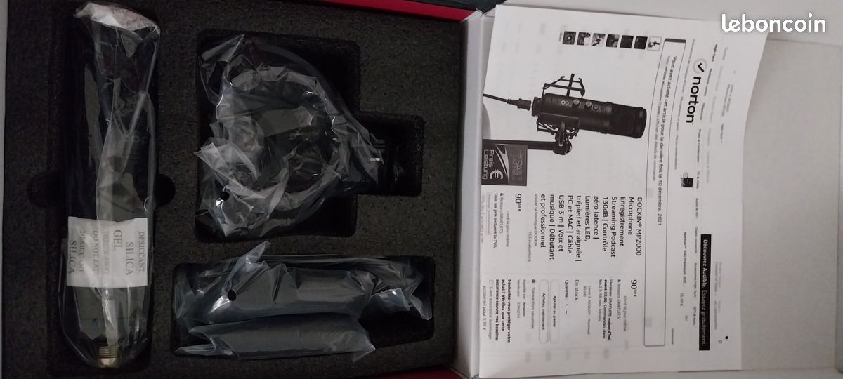 DOCKIN MP2000 Microphone USB Enregistrement Streaming Podcast - 130dB Zéro Latence LED Trépied - PC Mac