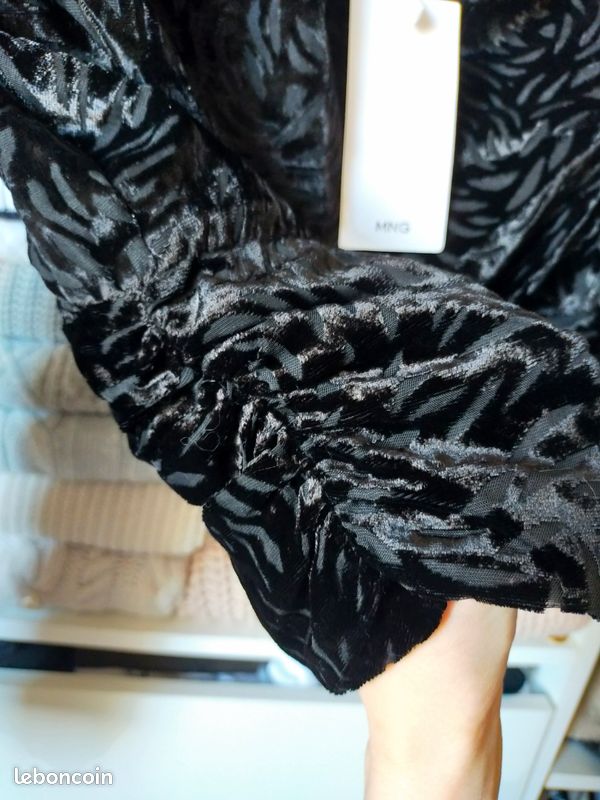 Haut habillé transparent velour noir femme Mango XS / S Neuf avec étiquettes (image 7)