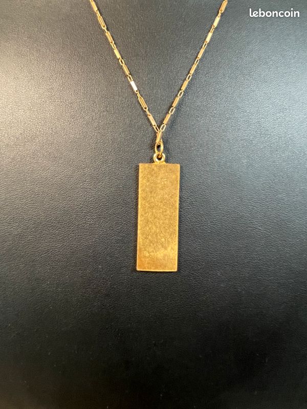 Collier Vintage Rochas En Métal Doré - Pendentif élégant - Occasion En Bon état - Accessoire Chic Rétro