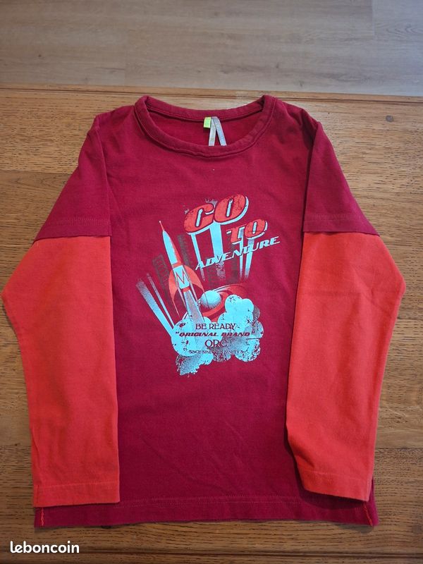 T shirt manches longues rouge (image 1)