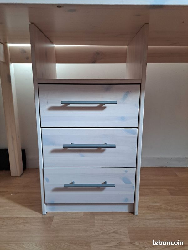 Lit mezzanine double,bureau, sommelier matelas (image 11)