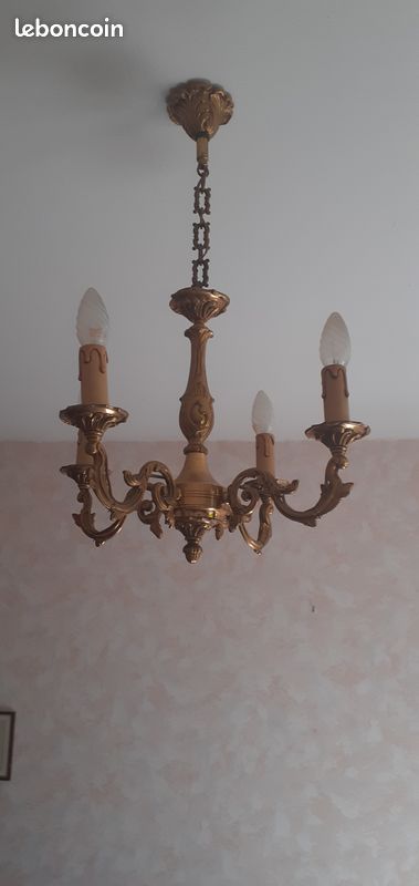 Lustre en bronze 4 branches (image 1)