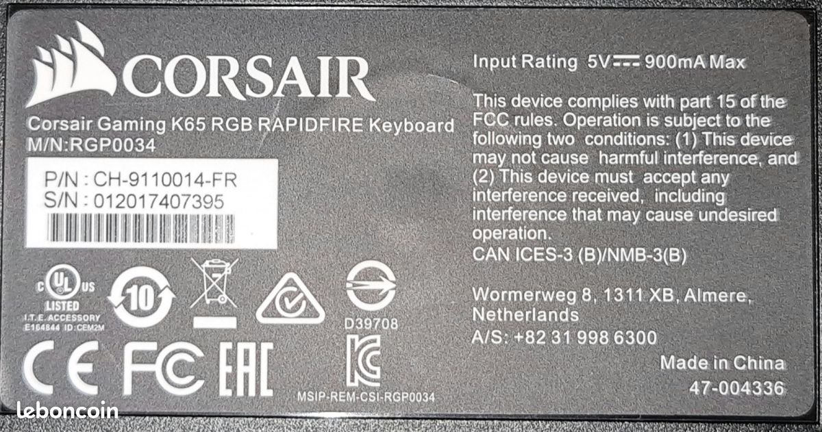 Clavier gamer Corsair K65 RGB (image 1)