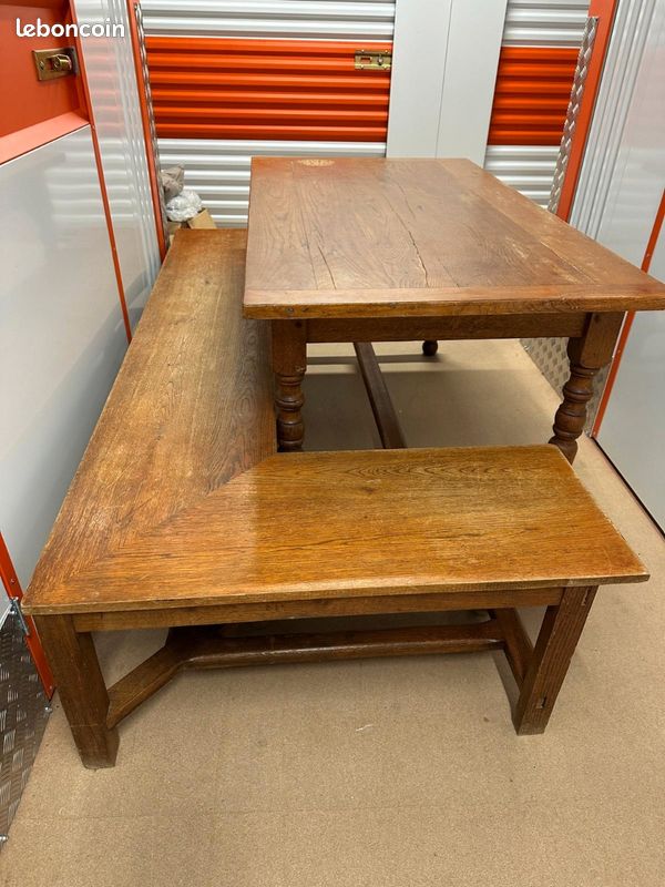 *Trésor d’Artisanat : Banc+Table en Chêne du CHATEAU DE BRIARD – 150 Ans d’Histoire (image 1)