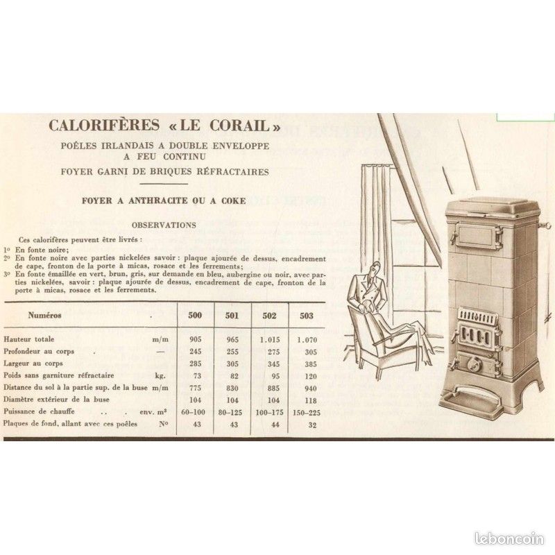 Poêle a charbon Calorifères corail n° 501 (image 10)