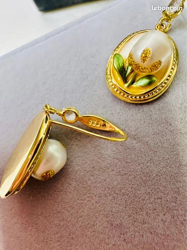 Boucles D'oreilles Vintage En Or, Argent 800 Et Perles - Espagne XXe Siècle - Occasion