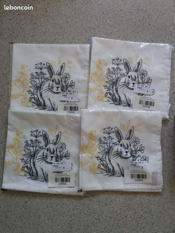 Lots sets et serviettes de table lapin (neuf) (image 2)