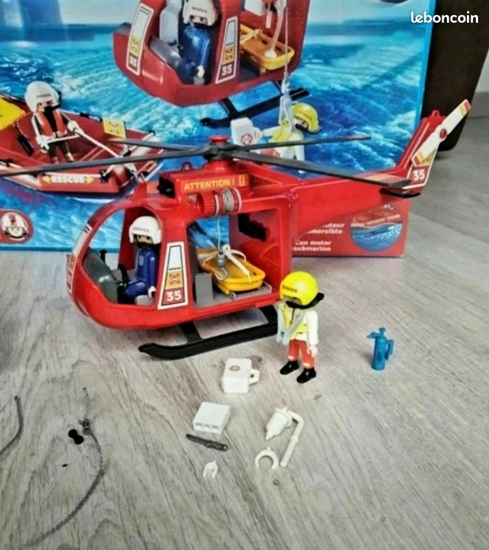 PLAYMOBIL vintage city hélicoptère secours scaphandrier