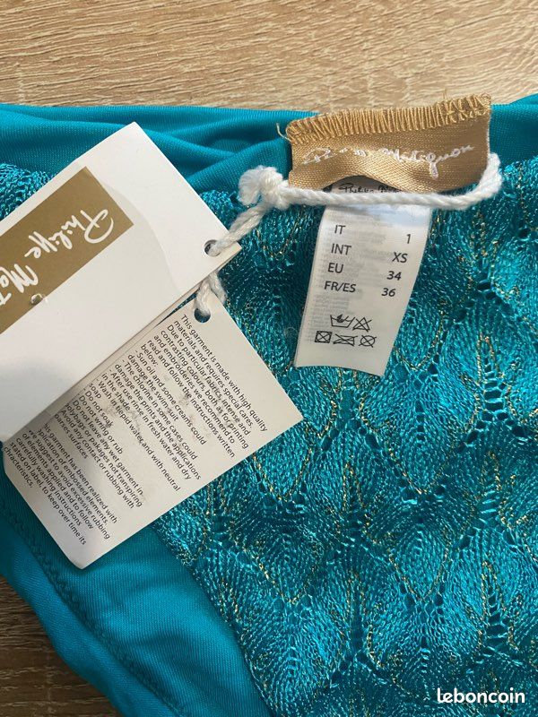 Bas de maillot bleu taille S neuf étiquette Philippe matignon (image 2)