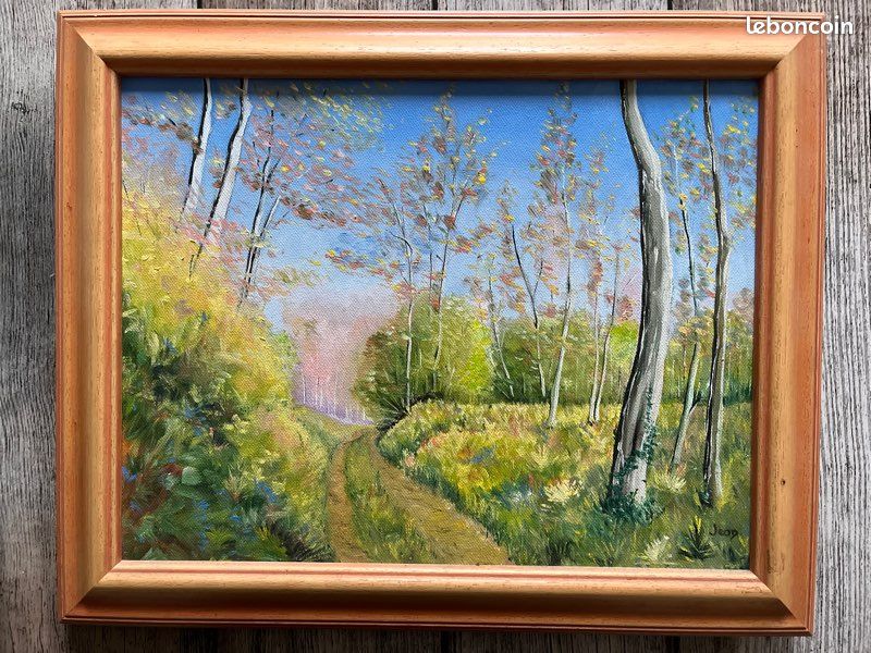 Tableau huile sur toile « vers l’étang « signé (image 2)