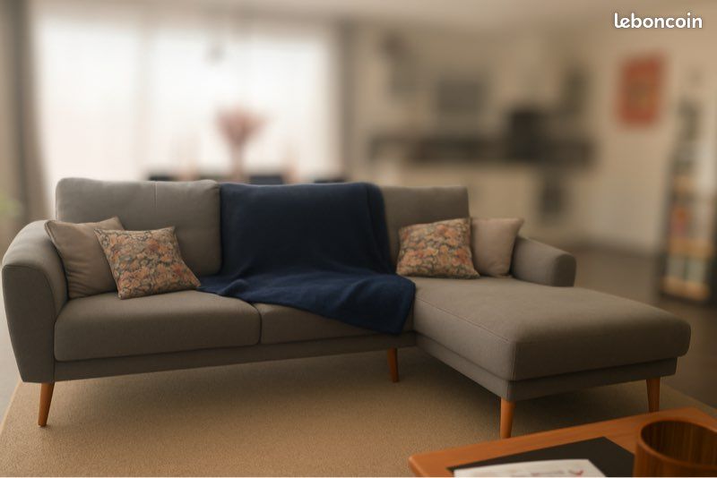 Canapé d’angle avec méridienne style scandinave (image 1)