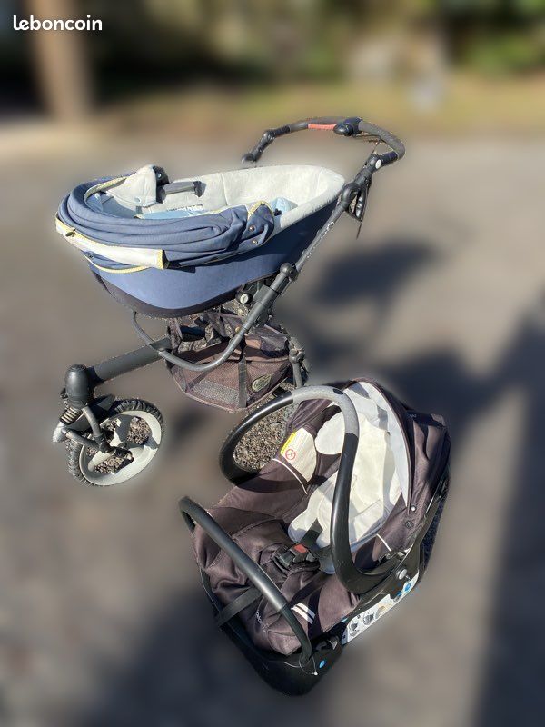 Kit poussette + siège auto bébé avec base + nacelle (image 1)