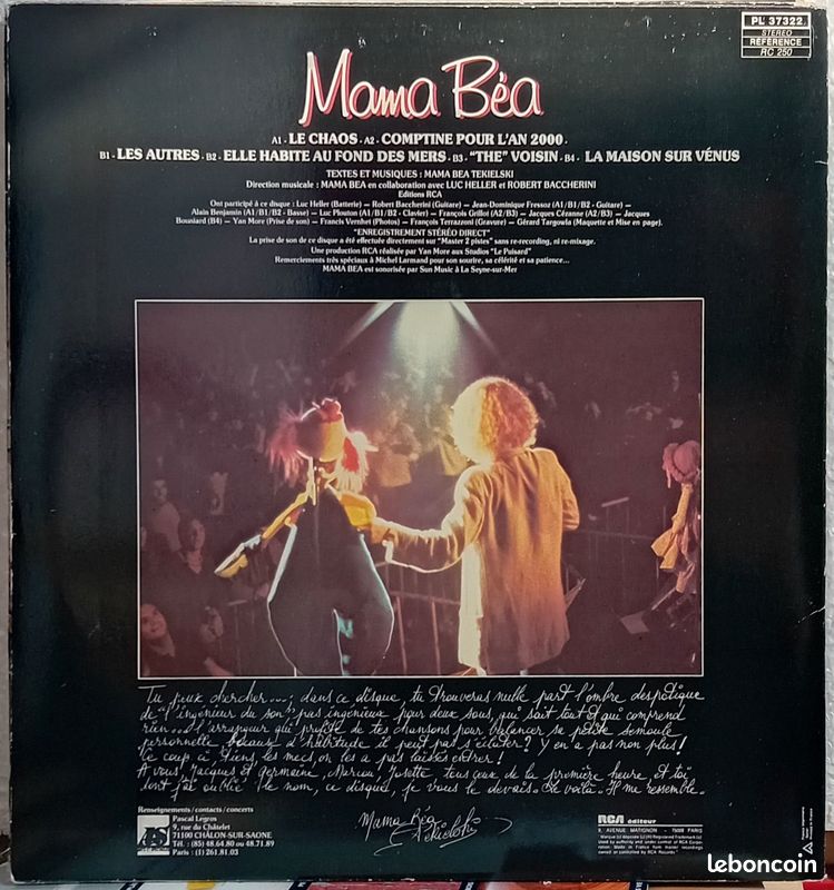 Mama Bea Tekielski: Le Chaos 33T 30cm LP Vinyl 1979 (image 2)