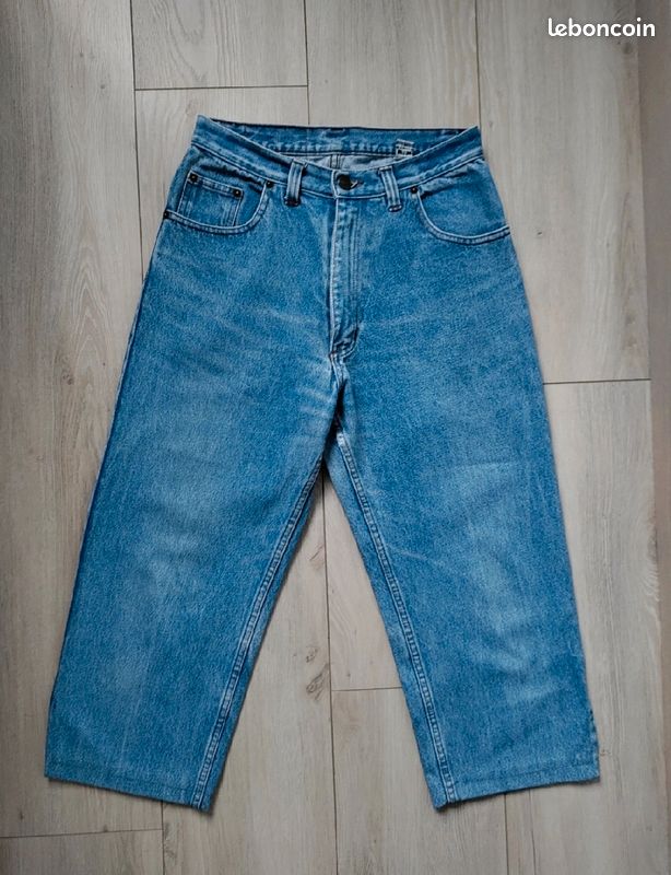 Jean court vintage bleu clair Taille 40 100% coton (image 1)