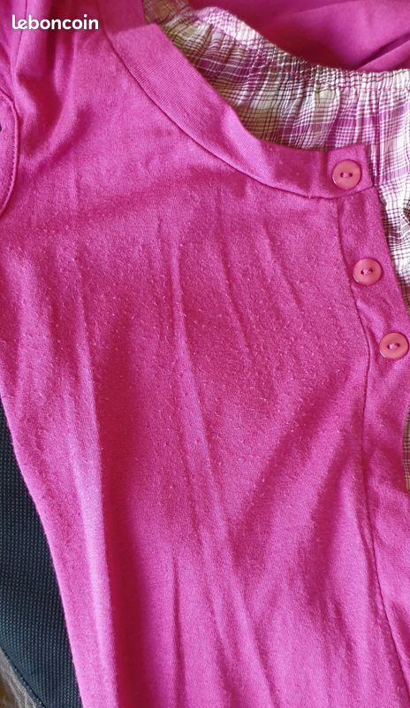 Tshirt Fuchsia Rose Tartan Cache Cache Taille 42/XL (image 9)