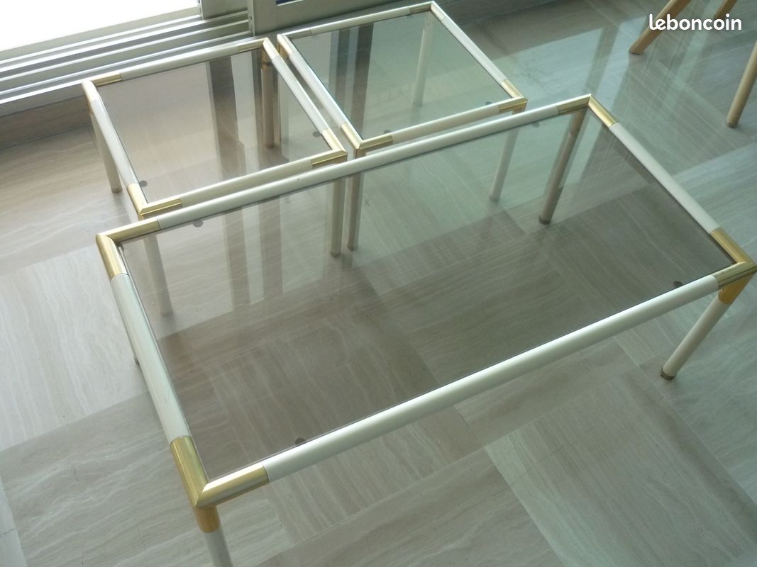 Tables basses gigogne (x3) verre fumé (image 1)