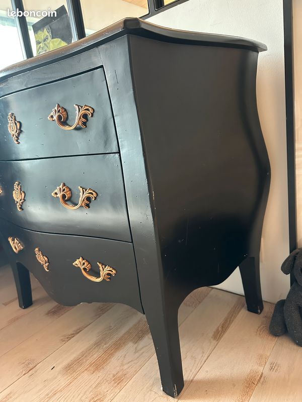 Commode noire baroque 3 tiroirs (image 3)