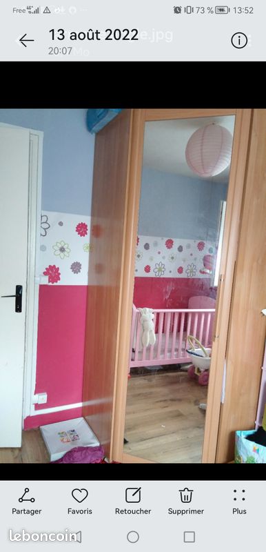 Armoire angle / dressing merisier clair tbe (image 1)