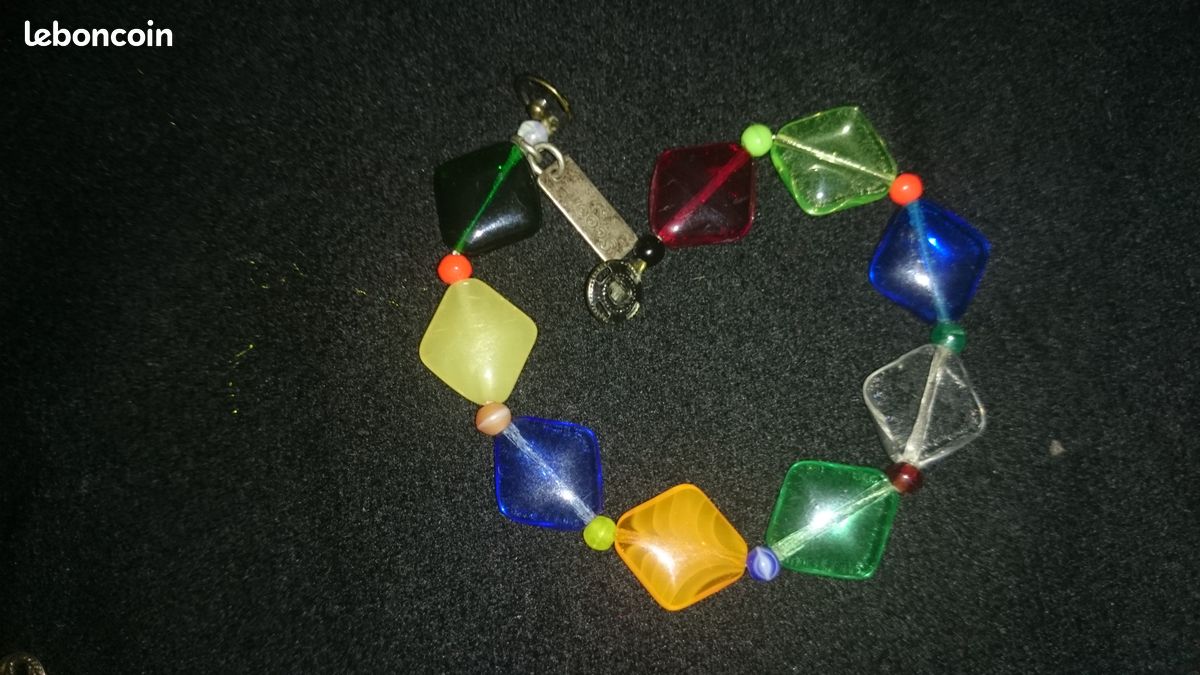 Bracelet marque Scooter multicolore perles losanges en pâte de verre (image 16)