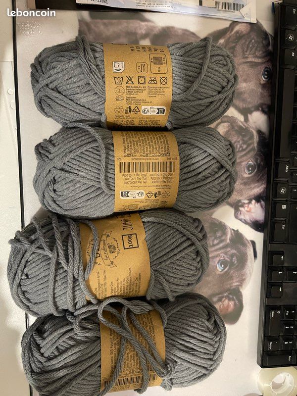 Lot De 5 Pelotes De Grosse Laine 100% Laine Gris Taupe 100g - Neuf Pour Tricot/crochet