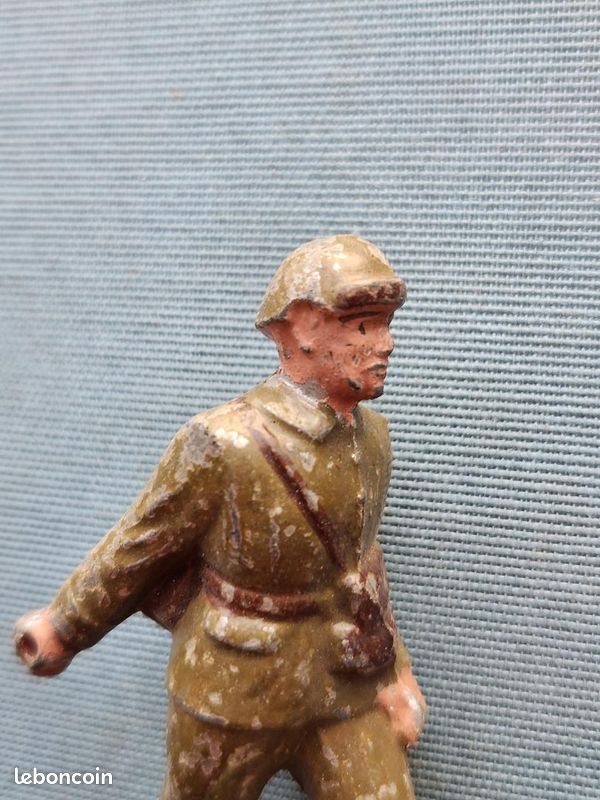 39-40 - Soldat de Plomb Cavalier Français avec Casque Troupes Motorisées 1939 (image 2)