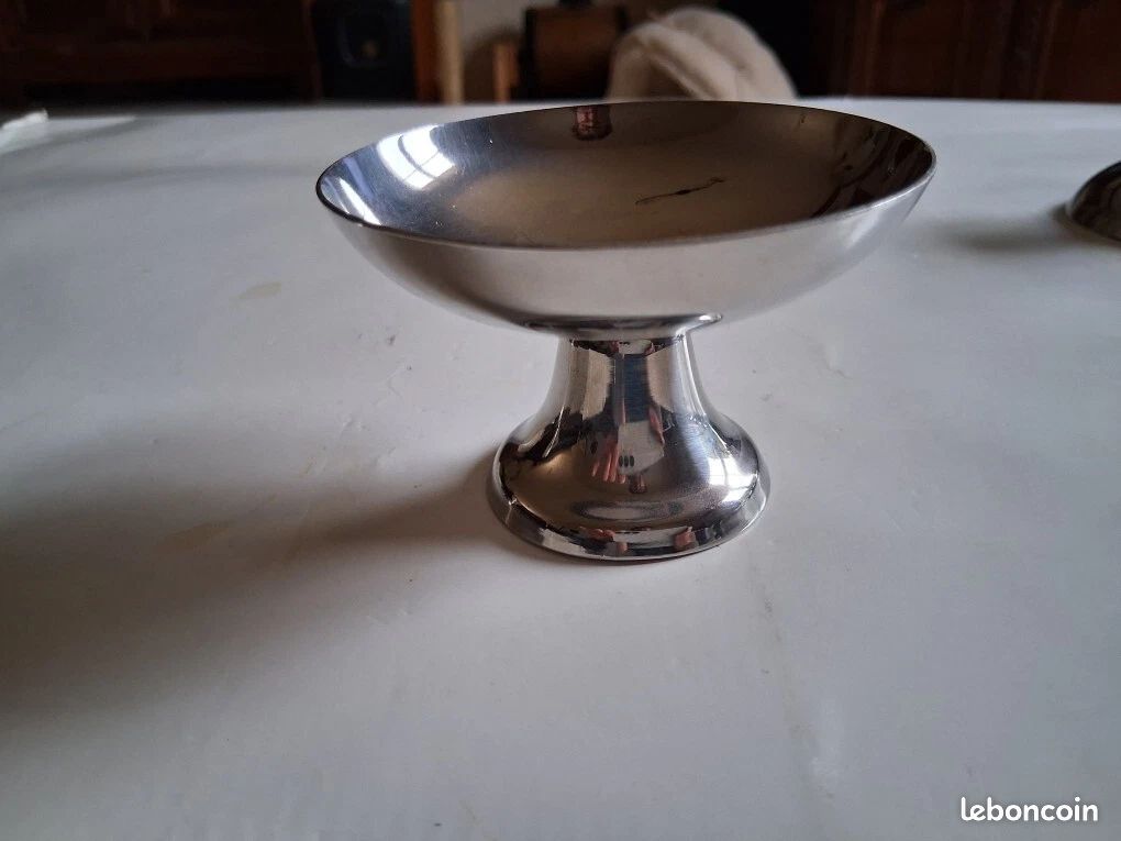 Coupes à Glace Guy Degrenne En Inox 18/10 - Lot Avec Cuillères Et Plateau - Vintage