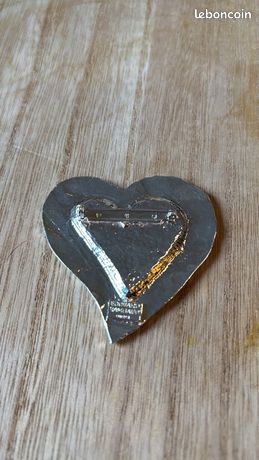Broche Cœur Vintage Edouard Rambaud Paris - Métal Doré Et Strass - Parfait état - Bijou Rétro N°1