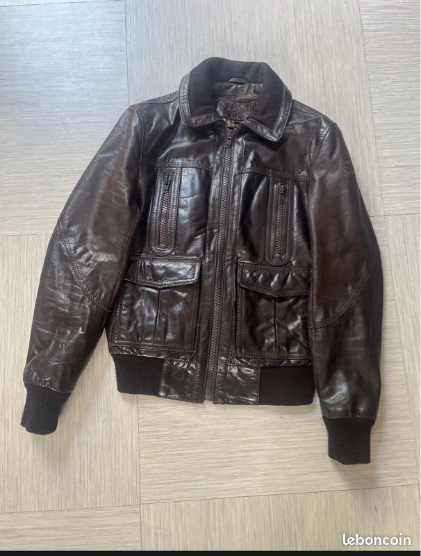 Veste en cuir marron (image 1)