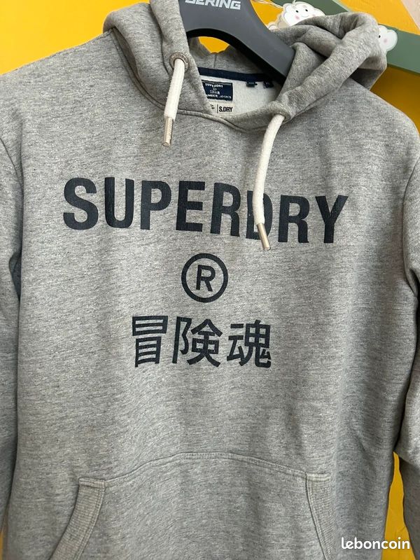 SUPERDRY Sweat à Capuche Homme Gris Logo (2XL