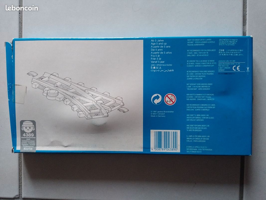 4389 PLAYMOBIL TRAIN RC : Aiguillage embranchement droit (V.2 de 1988..) (image 2)