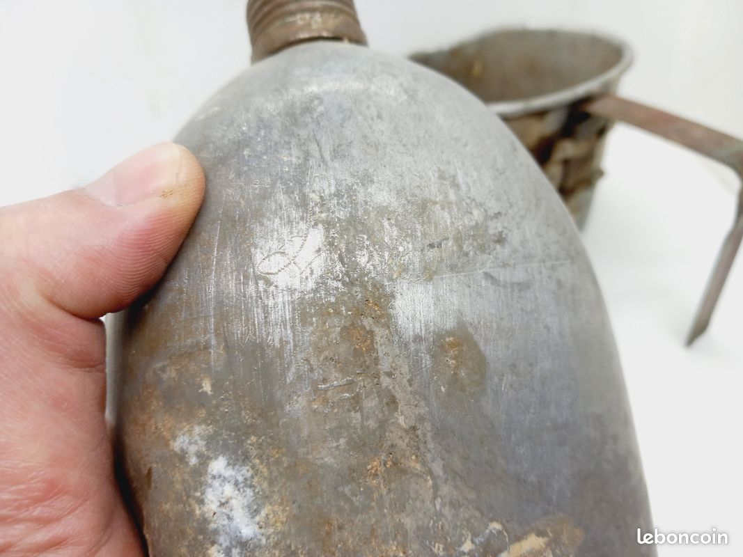 Gourde US WW1 avec Son Quart Modele M1910 Précoce Faite D Une Pièce Militaria (image 12)