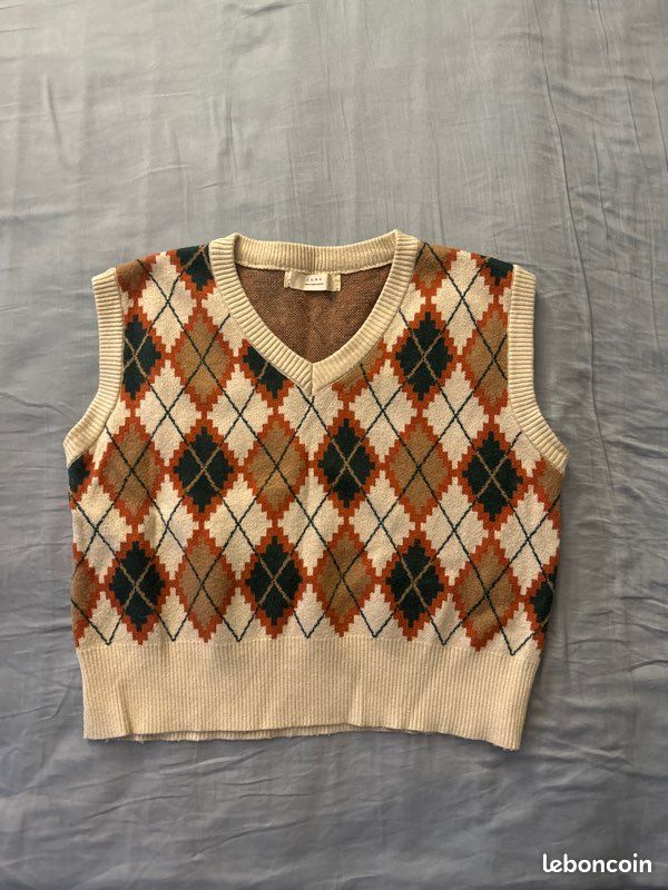 Pull sans manches à motifs argyle Taille S Vêtements