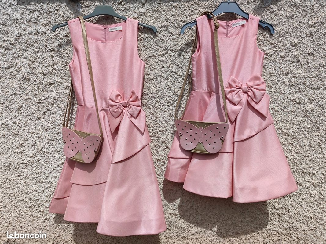 Robe Fille RIVER ISLAND Rose Avec Nœud - Taille 12 Ans - Neuve Avec étiquettes - Cadeau