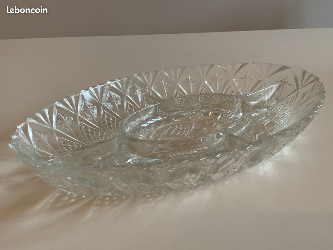 Plat apéritif ovale à 5 compartiments en verre (image 4)