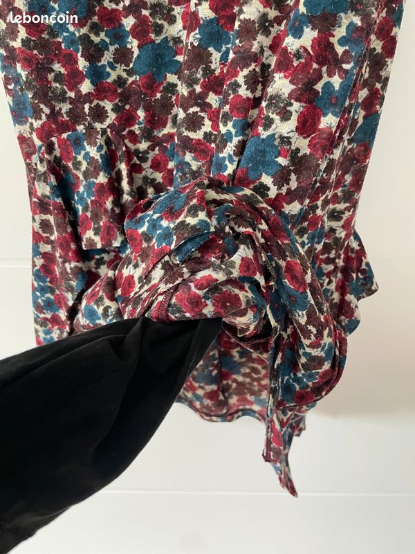 Robe à motif fleurs One step bordeaux et bleu (image 5)