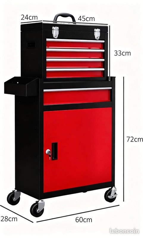 Servante d'atelier / Servante à outils sur roulettes + coffre amovible (image 14)