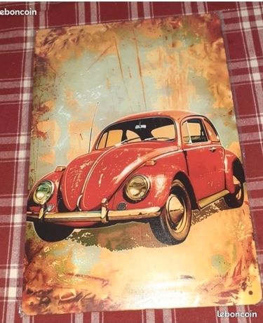 Plaque métal Volkswagen Van et Coccinelle 20 x15 cm déco rétro vintage