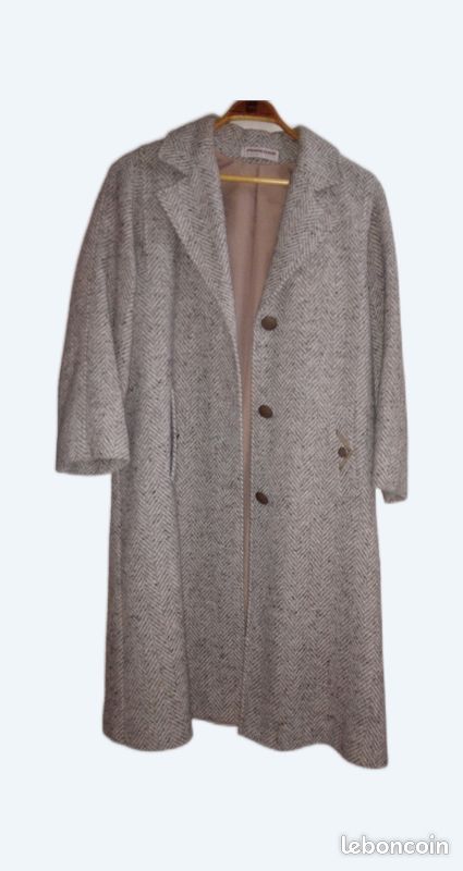 Manteau motif chevron beige, vintage T 40/42 (image 1)