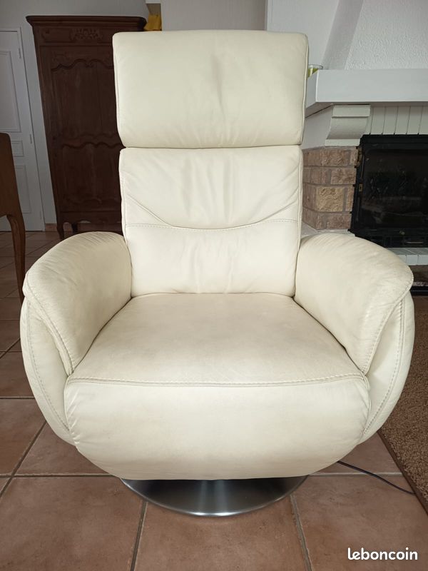 Fauteuil relax électrique cuir center (image 1)