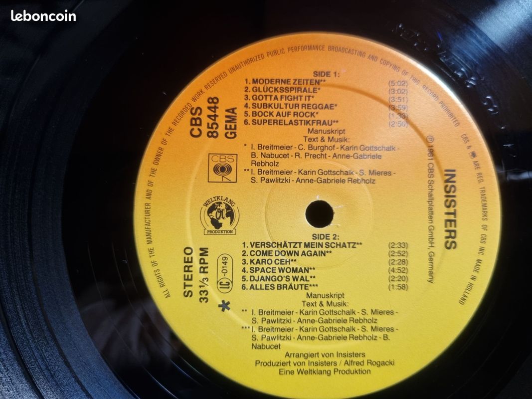 Insisters Modern zeiten Vinyle 33T (image 3)