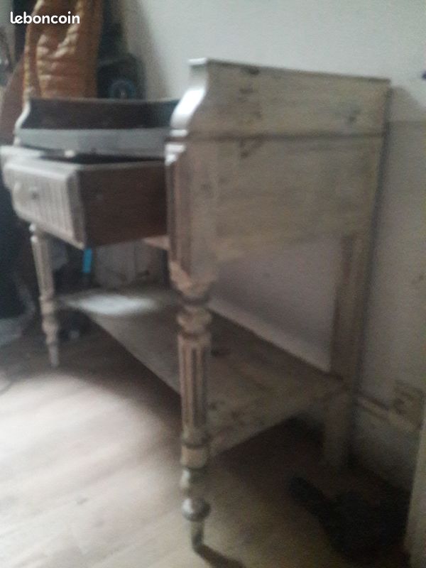 Bureau / coiffeuse en bois 2 tiroirs (image 2)