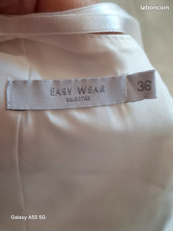 Robe longue cérémonie blanche avec ceinture satin marron – easy wear - El Corte Inglés (image 8)
