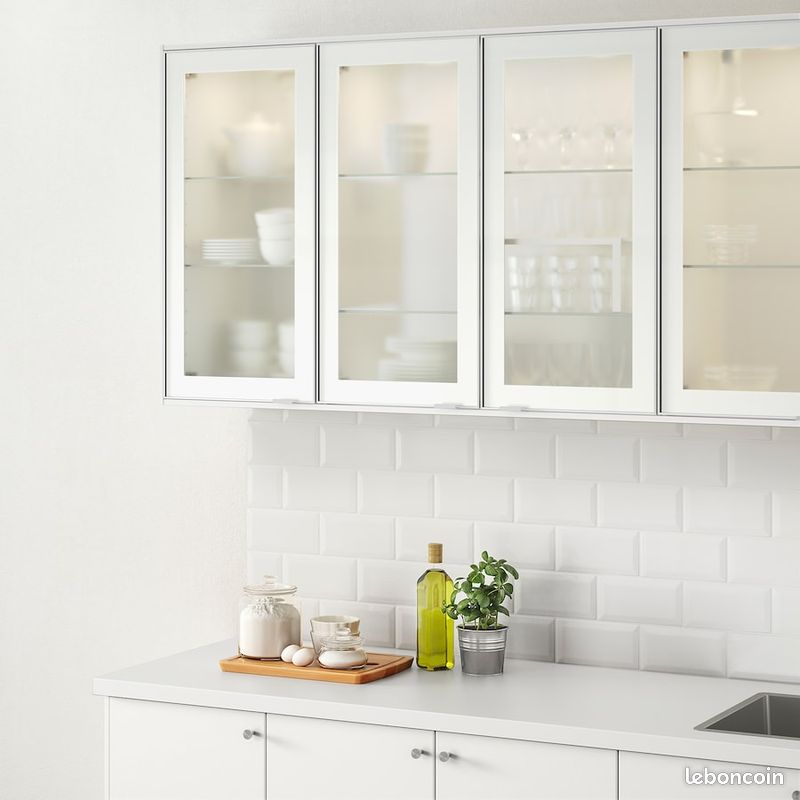 Porte vitrée verre givré, aluminium ikea 40×80cm (image 1)