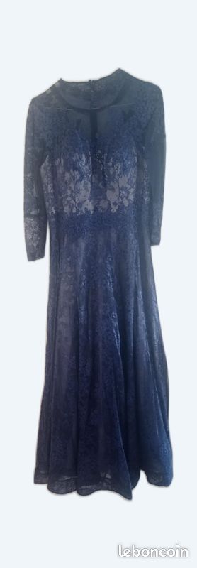 Robe de soirée bleu nuit en dentelle – Taille 38/40 (image 1)
