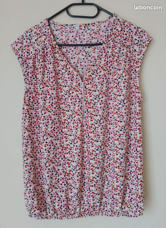 Blouse fluide motifs multicolores - Taille 36/S (image 1)
