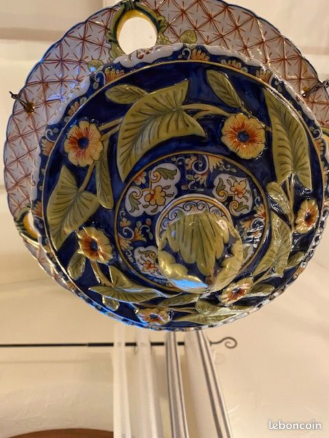 Suspension pour plante en faience ancienne début 20 ème (image 5)