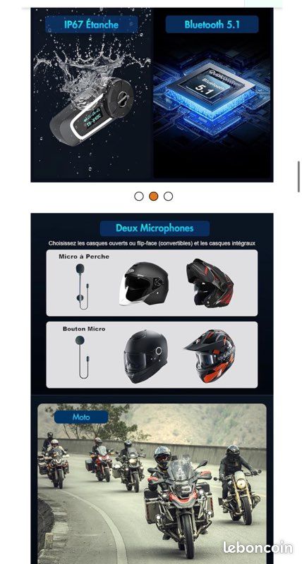 Intercom Moto Duo pour 6 Casques, TK-X4SC Ecouteur Bluetooth pour